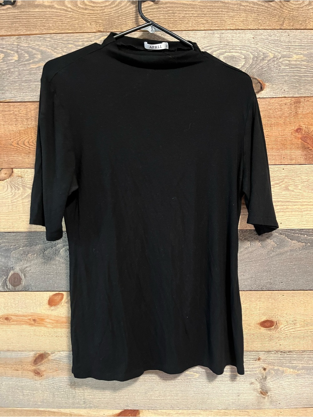 Aprll Black Short-Sleeve Mock Neck Top Size XL
